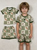 BSSO1817 Fish Hook Plaid Boys Shorts Outfits