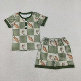 BSSO1817 Fish Hook Plaid Boys Shorts Outfits