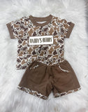 Preorder Samples BSSO1832 Embroidery Daddy's Buddy Camo Brown Boys Shorts Set