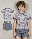 BSSO1838 Embroidery Daddy's Buddy Camo Boys Shorts Set