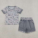 BSSO1838 Embroidery Daddy's Buddy Camo Boys Shorts Set