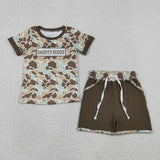 BSSO1839 Embroidery Daddy's Buddy Camo Boys Shorts Set