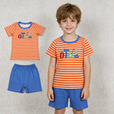 BSSO1851 Embroidery Toolbox Orange Stripe Boys Shorts Set