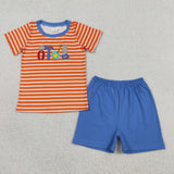 BSSO1851 Embroidery Toolbox Orange Stripe Boys Shorts Set