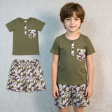 BSSO1856 Hunting Mallard Ducks Camo Boys Shorts Set