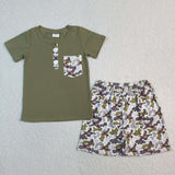 BSSO1856 Hunting Mallard Ducks Camo Boys Shorts Set