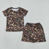 BSSO1929 Hunting Camo Branches Boys Shorts Set