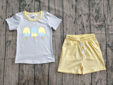 Preorder Samples BSSO1975 Embroidery Summer Popsicle Stripe Boys Shorts Set