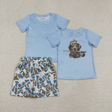 BSSO1999 Hunting Dog Camo Boys Shorts 2 Pcs Set