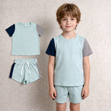 BSSO2013 Solid Blue Color Boys Shorts Set