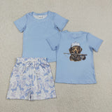 BSSO2015 Hunting Camo Boy Blue Color Boys Shorts Outfits