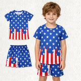 BSSO2040 4th of July USA Flag Star Stripe Boys Shorts Outfits