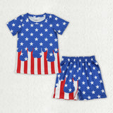 BSSO2040 4th of July USA Flag Star Stripe Boys Shorts Outfits