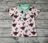 BT0143 Cow Cactus Kids Polo Shirt Top