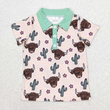 BT0143 Cow Cactus Kids Polo Shirt Top