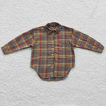 BT0241 New Children's Turmeric Plaid Flannel Shirt Boy's Girl's Shirt