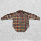 BT0241 New Children's Turmeric Plaid Flannel Shirt Boy's Girl's Shirt