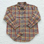 BT0241 New Children's Turmeric Plaid Flannel Shirt Boy's Girl's Shirt