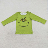 BT0256 Green Cartoon Shirt Top