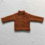 BT0296 Winter Fur Brown Zip Kids Coat