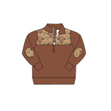 SALE BT0298 Brown Cow Cactus Zipper Pullover Shirt Top