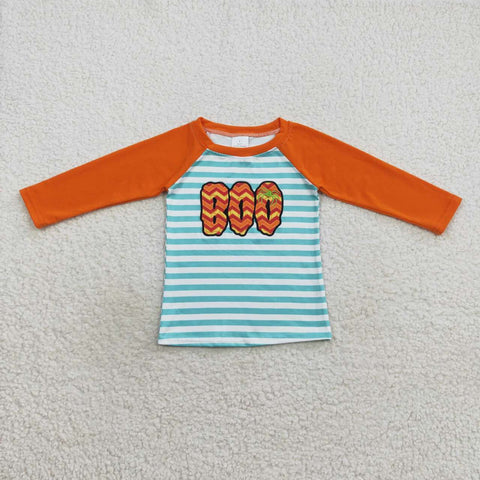 BT0312 Embroidery Pumpkin BOO Kids Shirt Top