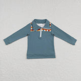 BT0313 Fall Orange Plaid Zipper Pullover Girl Shirt Top