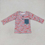 BT0325 Christmas Trees Cake Stripe Boy Shirt Top