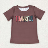 BT0327 THANKFUL Brown Boy Shirt Top