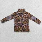 BT0331 Hunting Deer Camo Zipper Pullover Boy Shirt Top