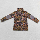 BT0331 Hunting Deer Camo Zipper Pullover Boy Shirt Top