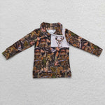 BT0331 Hunting Deer Camo Zipper Pullover Boy Shirt Top