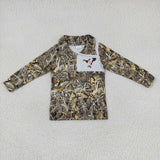 BT0332 Hunting Mallard Camo Zipper Pullover Boy Shirt Top