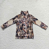 BT0333 Hunting Caller Dog Camo Zipper Pullover Boy Shirt Top