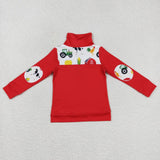 BT0347 Farm Red Zipper Pullover Boy Shirt Top