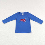 BT0364 Embroidery Tackle box Blue Boy Shirt Top