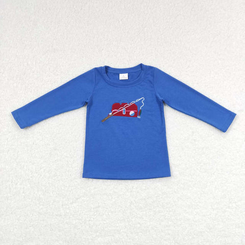 BT0364 Embroidery Tackle box Blue Boy Shirt Top