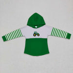 BT0371 Truck Green Hoodie Pullover Boy Shirt Top