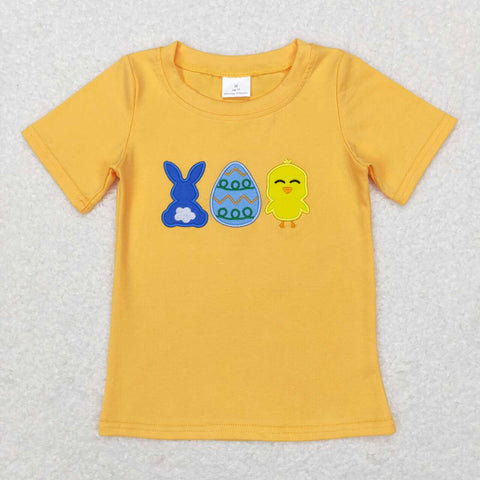 BT0425 Embroidery Easter Bunny Orange Shirt Top Girl