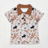 BT0429 Rodeo Western Horse riding Kids Shirt Top Boy