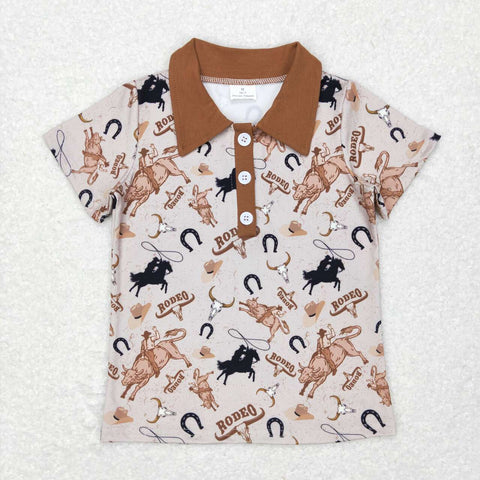 BT0429 Rodeo Western Horse riding Kids Shirt Top Boy