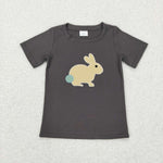 BT0444 Embroidery Easter Rabbit Grey Shirt Top Boy