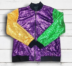 BT0451 Mardi gras Purple Green Gold Sequin Kids Coat