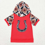 BT0459 Western Skull Bull Red Hoodie Pullover Boy Shirt Top