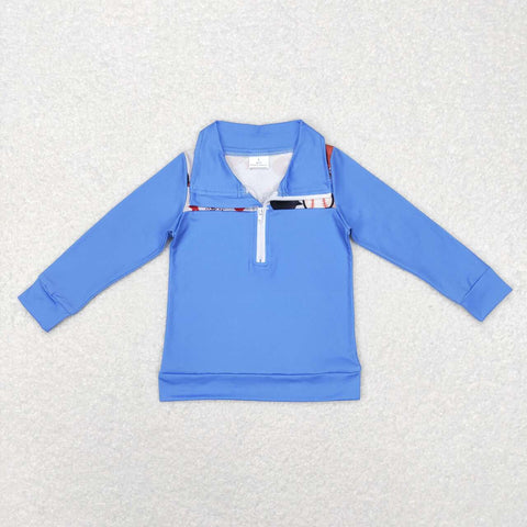 BT0466 Baseball Boy Zipper Pullover Boy Shirt Top