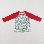 BT0471 Dinosaur Love Red Kids Shirt Top