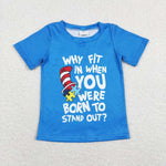 BT0479 Why Fit Reading Blue Kids Shirt Top