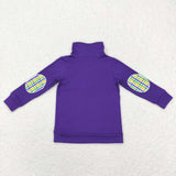 BT0492 Mardi Gras Dog Purple Zipper Pullover Boy Shirt Top