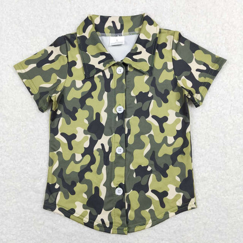 BT0521 Camo Green Buttons Shirt Top Boy