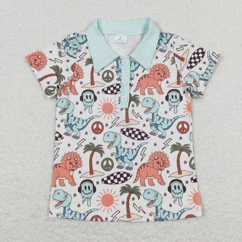 BT0580 Ocean Dinosaur Kids Polo Shirt Top